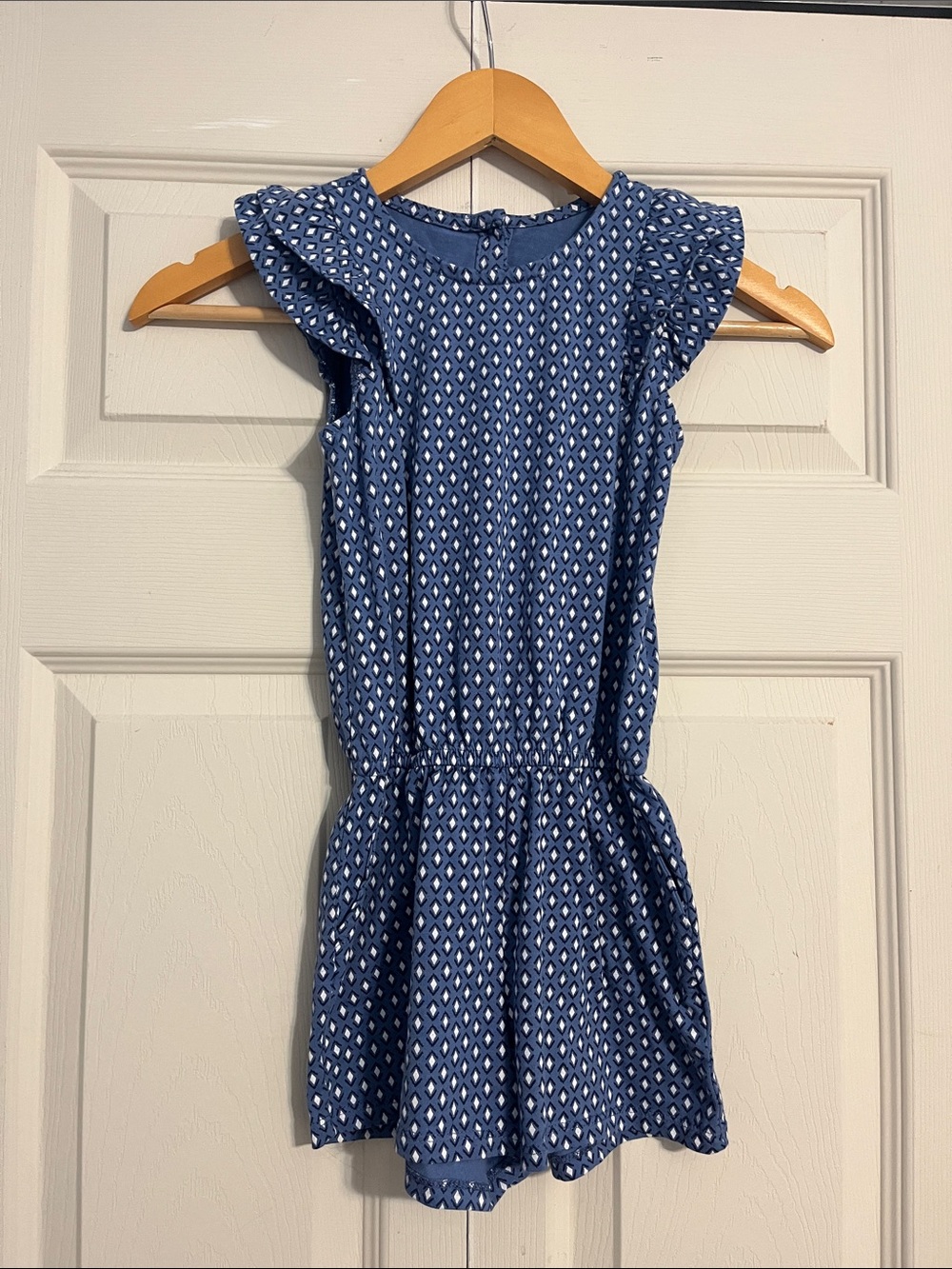 Gymboree Blue Printed Ruffle Sleeve One-Piece